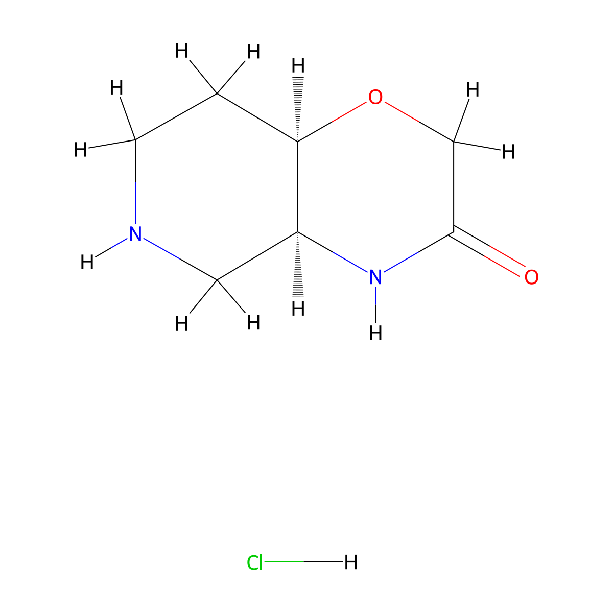 rac-(4aR,8aS)-octahydro-2H-pyrido[4,3-b]morpholin-3-one hydrochloride molecular structure, CAS 2411577-59-6