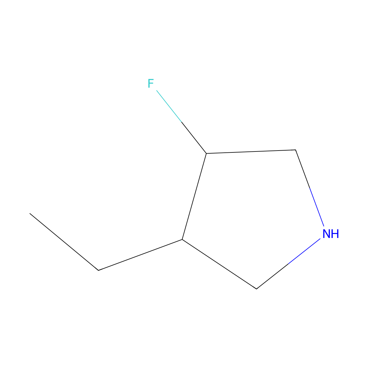 rac-(3R,4R)-3-ethyl-4-fluoropyrrolidine molecular structure, CAS 2411590-75-3