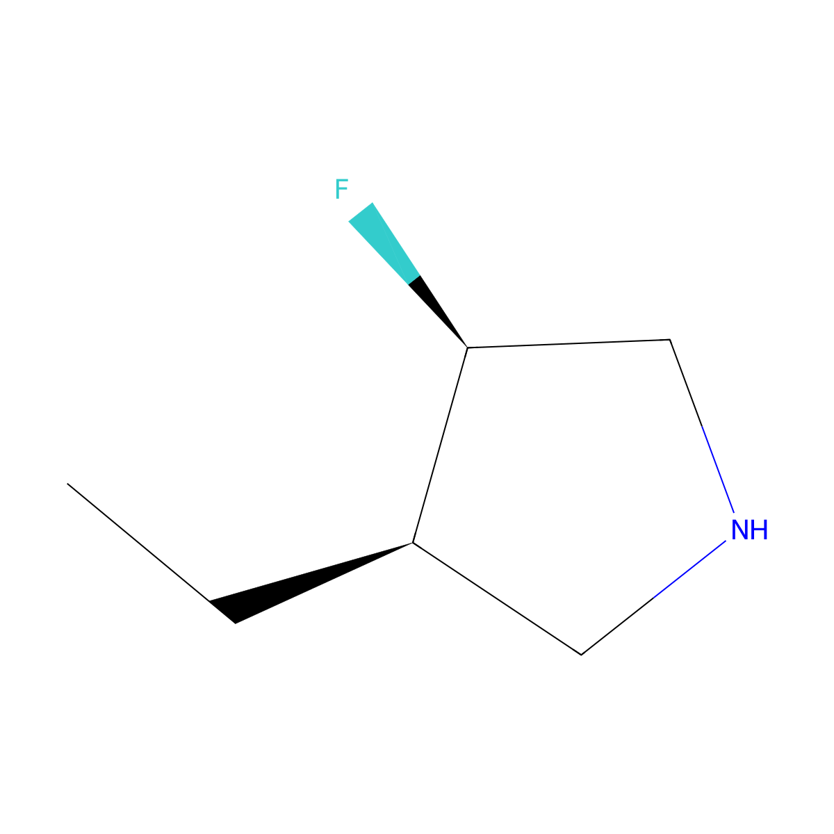 rac-(3R,4R)-3-ethyl-4-fluoropyrrolidine molecular structure, CAS 2411590-75-3