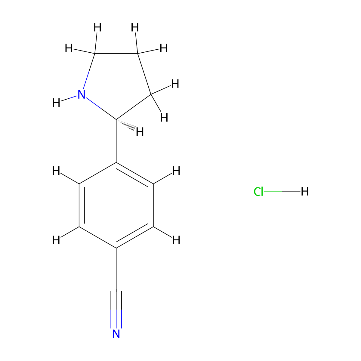 (s)-4-(Pyrrolidin-2-yl)benzonitrile hydrochloride molecular structure, CAS 2411590-79-7