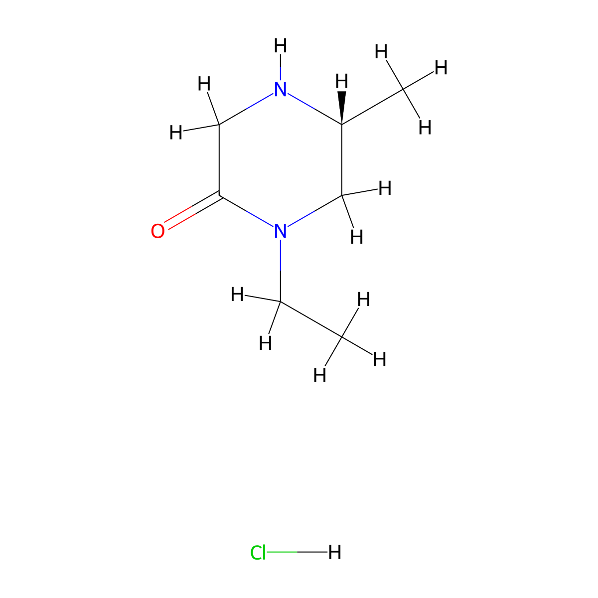 (R)-1-Ethyl-5-methylpiperazin-2-one hydrochloride molecular structure, CAS 2411590-81-1