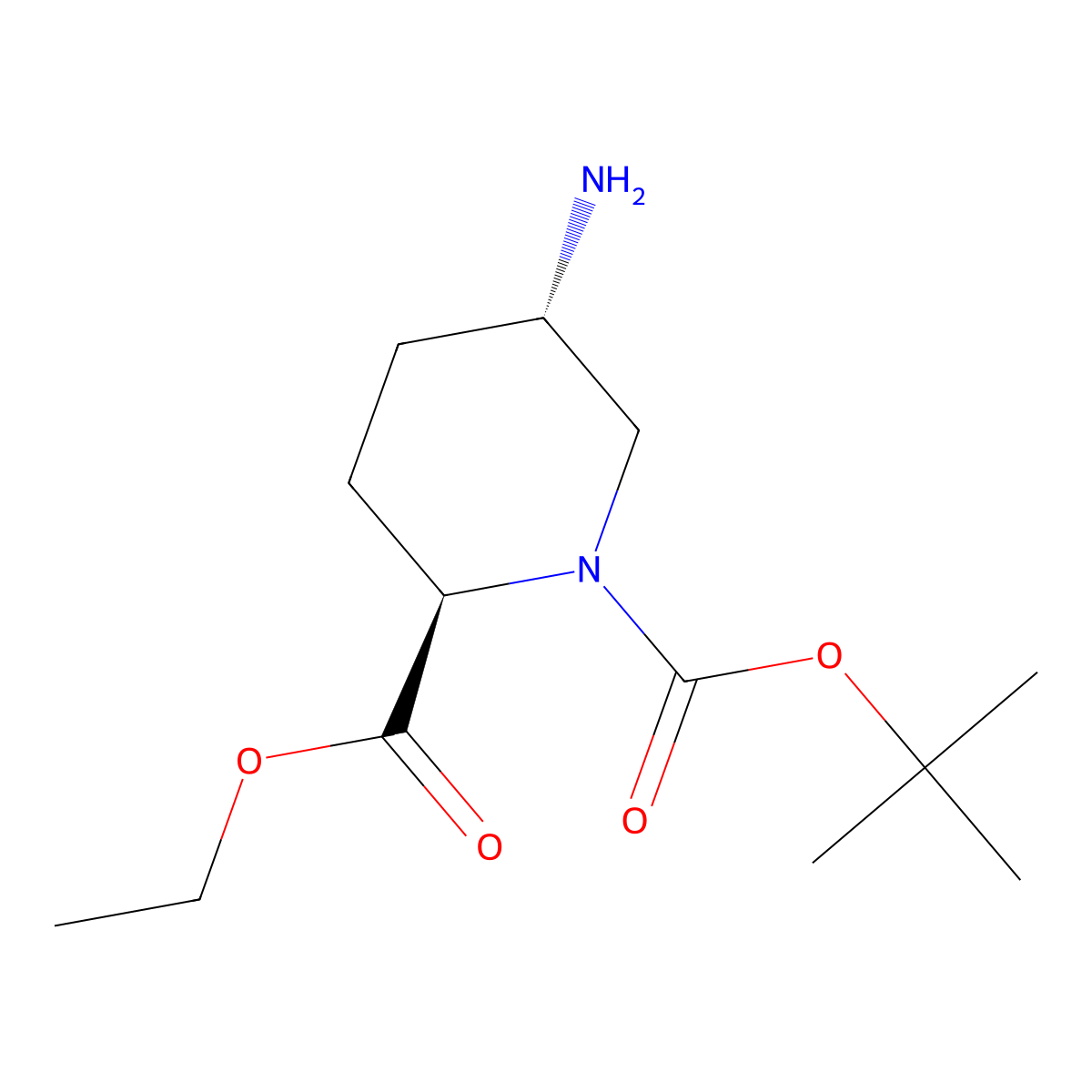 (tert-Butyl) 2-ethyl (2R,5S)-5-aminopiperidine-1,2-dicarboxylate molecular structure, CAS 2411590-87-7