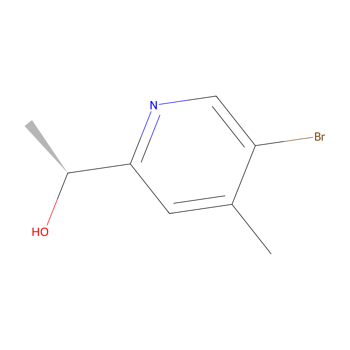 (1R)-1-(5-bromo-4-methyl-2-pyridyl)ethanol molecular structure, CAS 2411591-08-5