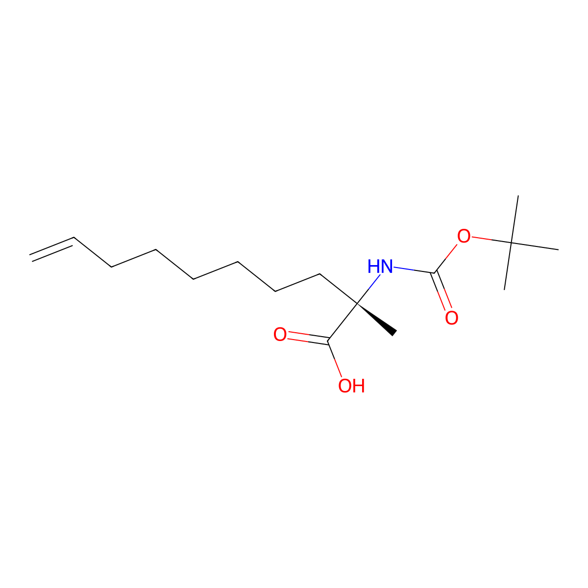 (S)-2-((tert-Butoxycarbonyl)amino)-2-methyldec-9-enoic acid molecular structure, CAS 2411591-18-7