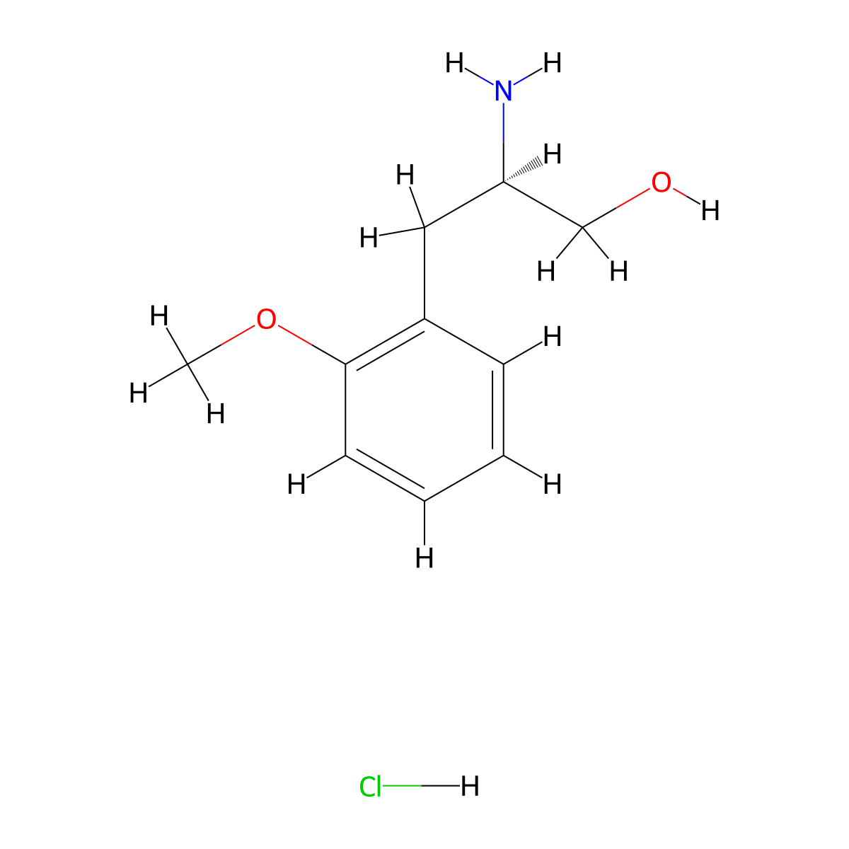 (R)-2-Amino-3-(2-methoxyphenyl)propan-1-ol hydrochloride molecular structure, CAS 2411591-26-7