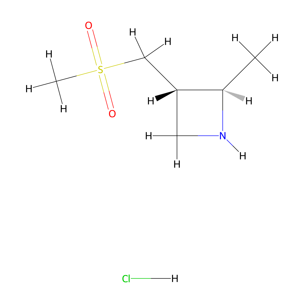 (2R,3S)-2-Methyl-3-((methylsulfonyl)methyl)azetidine hydrochloride molecular structure, CAS 2411591-38-1