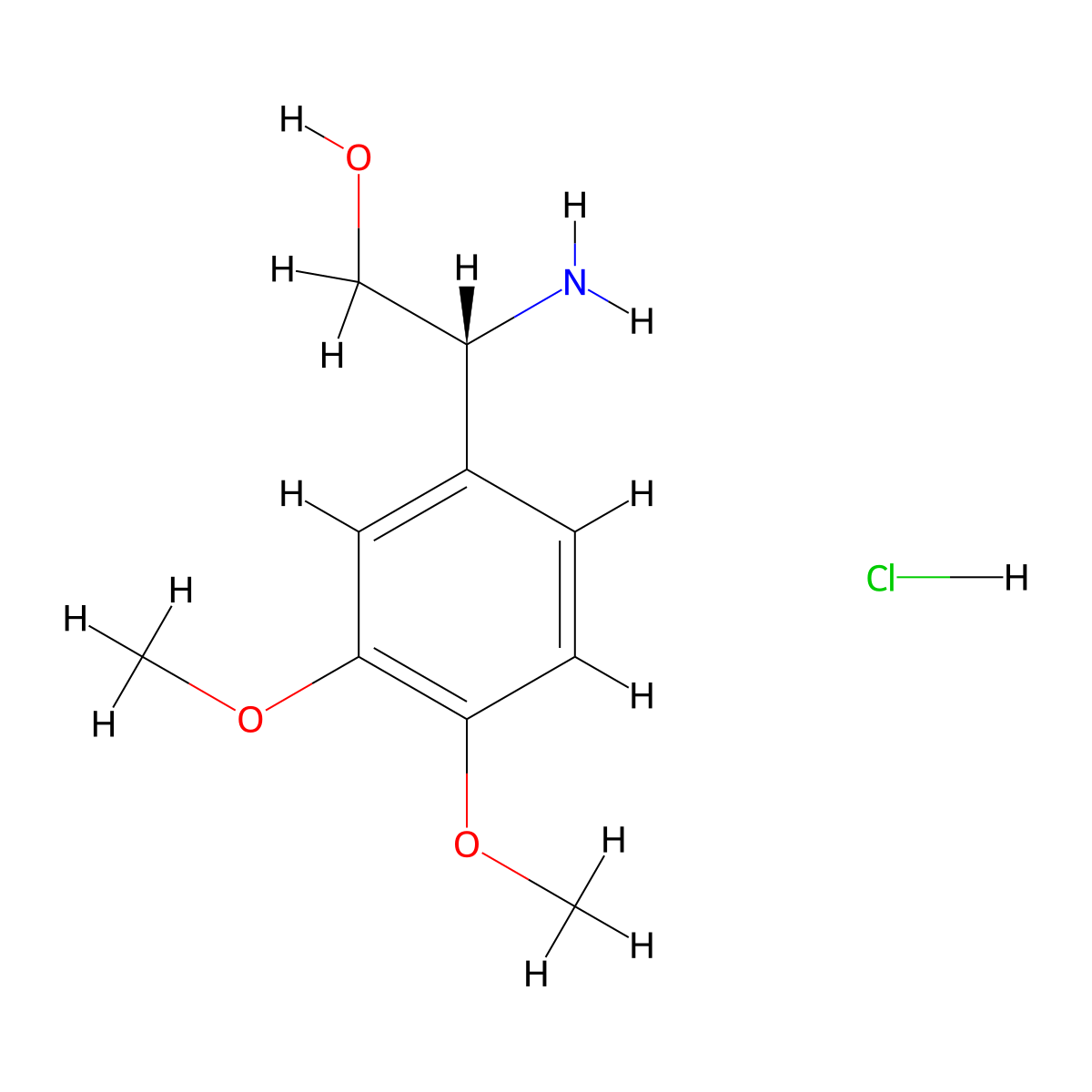 (R)-2-Amino-2-(3,4-dimethoxyphenyl)ethan-1-ol hydrochloride molecular structure, CAS 2411591-47-2
