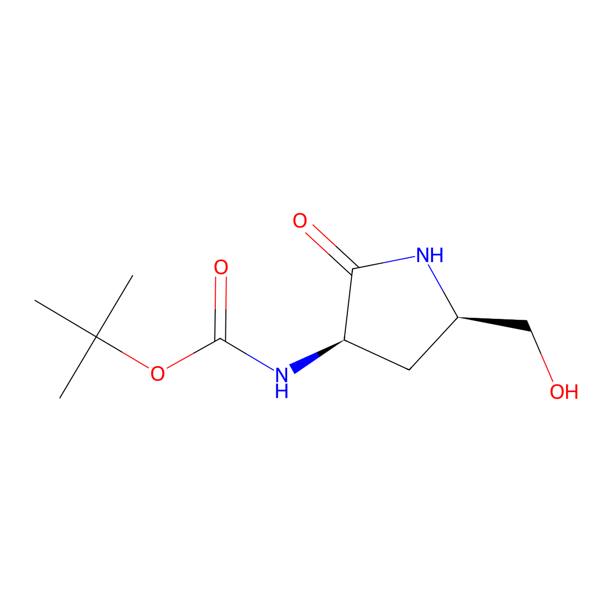 tert-butyl N-[(3R,5R)-5-(hydroxymethyl)-2-oxopyrrolidin-3-yl]carbamate molecular structure, CAS 2411591-50-7