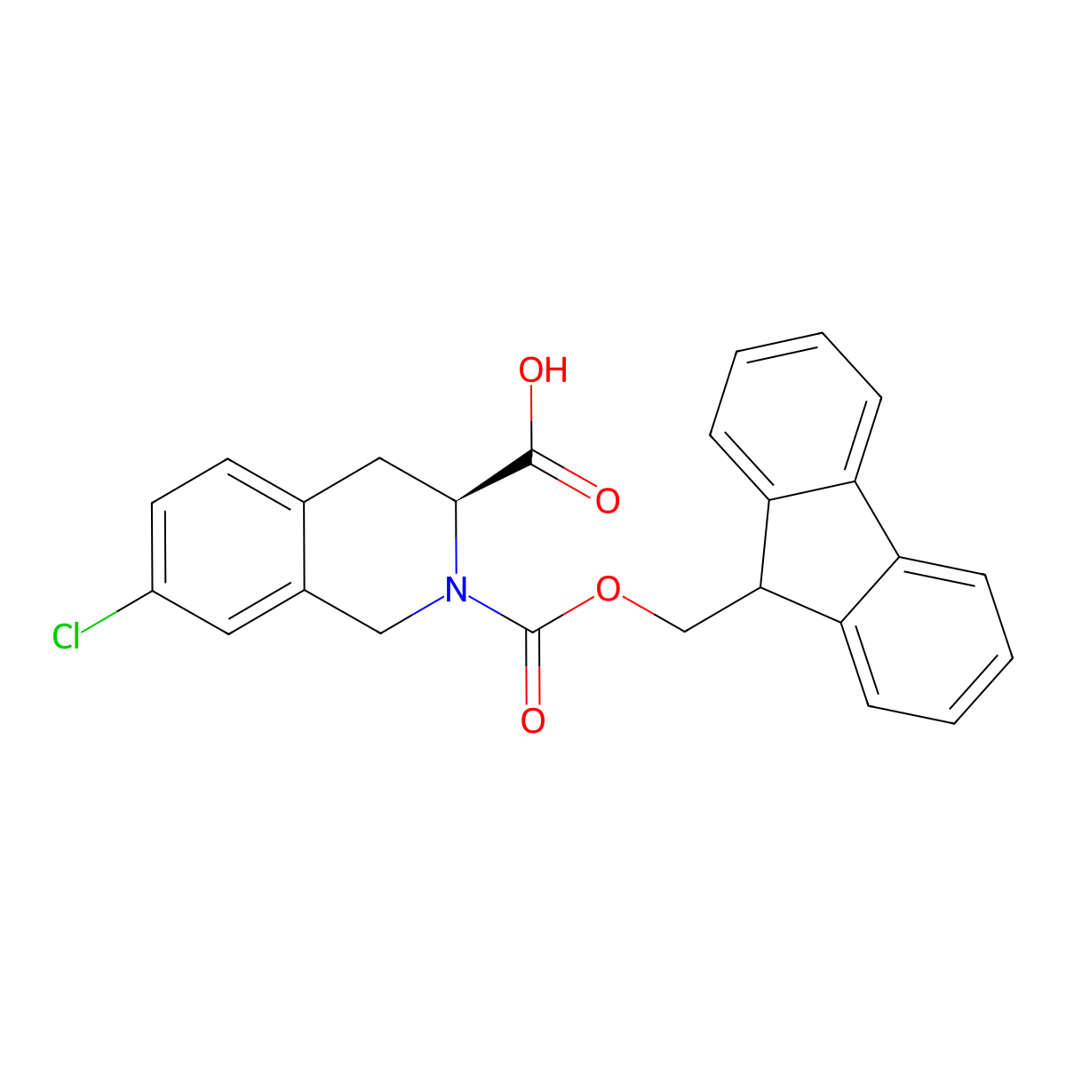 (3S)-7-chloro-2-(((9H-fluoren-9-yl)methoxy)carbonyl)-1,2,3,4-tetrahydroisoquinoline-3-carboxylic acid molecular structure, CAS 2411591-51-8
