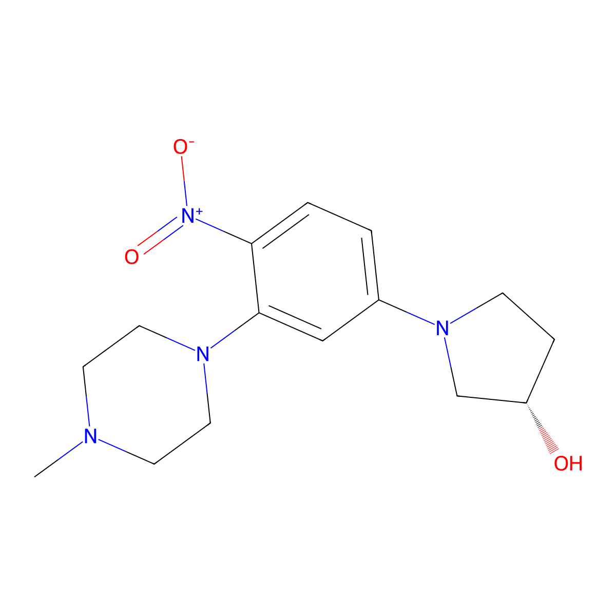 (S)-1-(3-(4-methylpiperazin-1-yl)-4-nitrophenyl)pyrrolidin-3-ol molecular structure, CAS 2411591-70-1