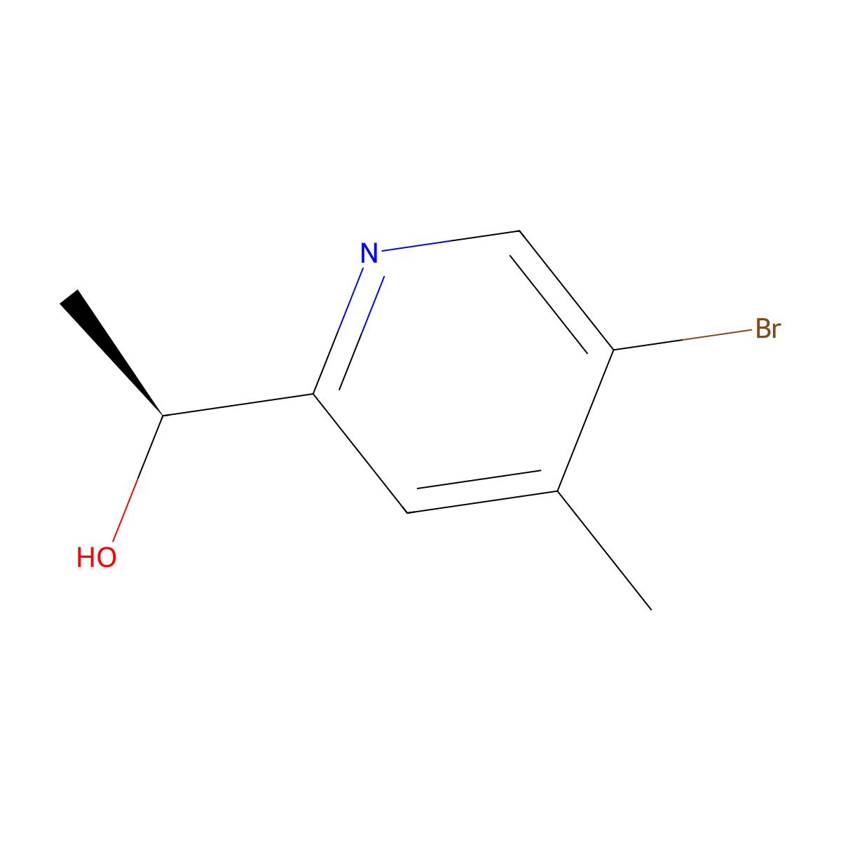 (1S)-1-(5-bromo-4-methyl-2-pyridyl)ethanol molecular structure, CAS 2411591-85-8