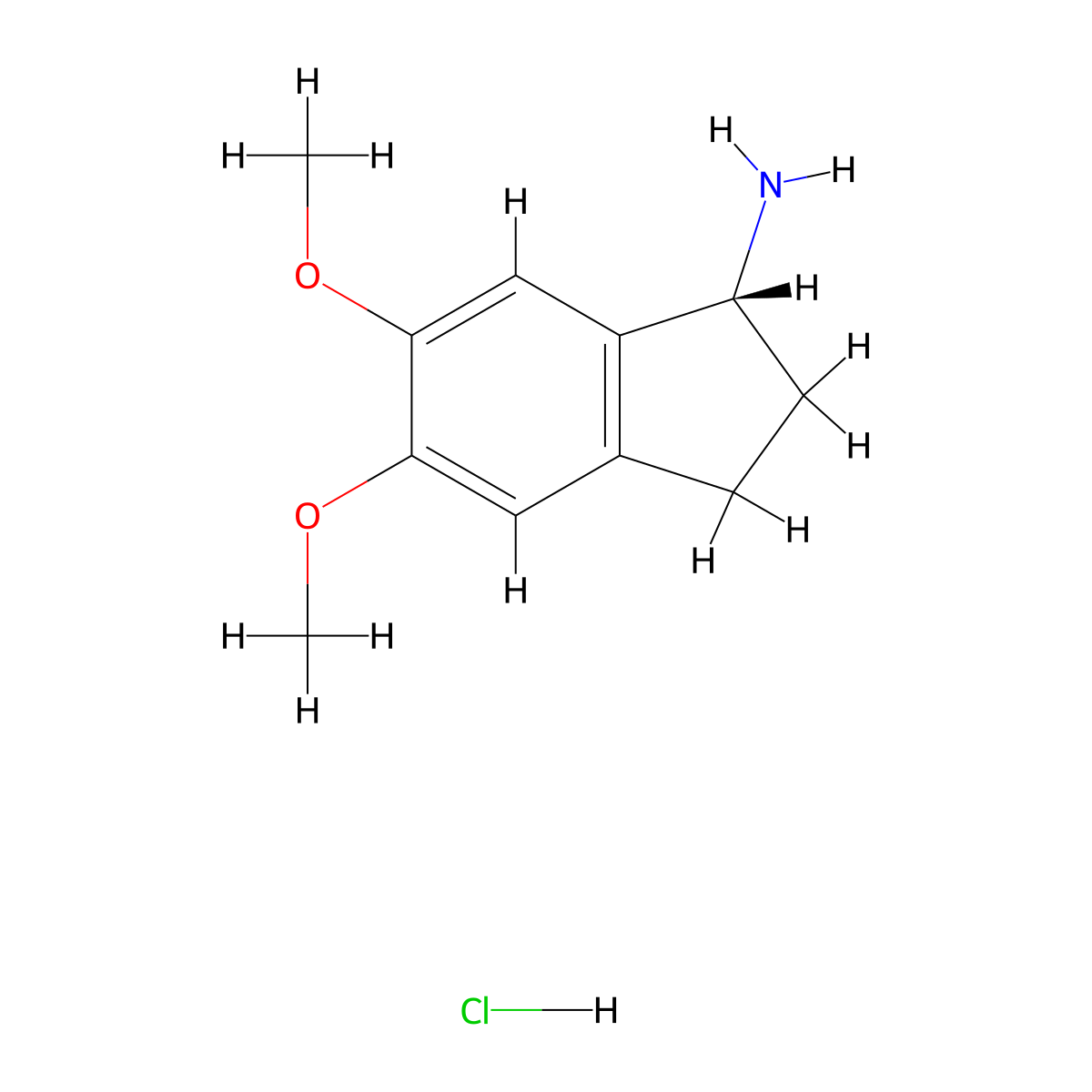 (R)-5,6-Dimethoxy-2,3-dihydro-1H-inden-1-amine hydrochloride molecular structure, CAS 2411592-02-2