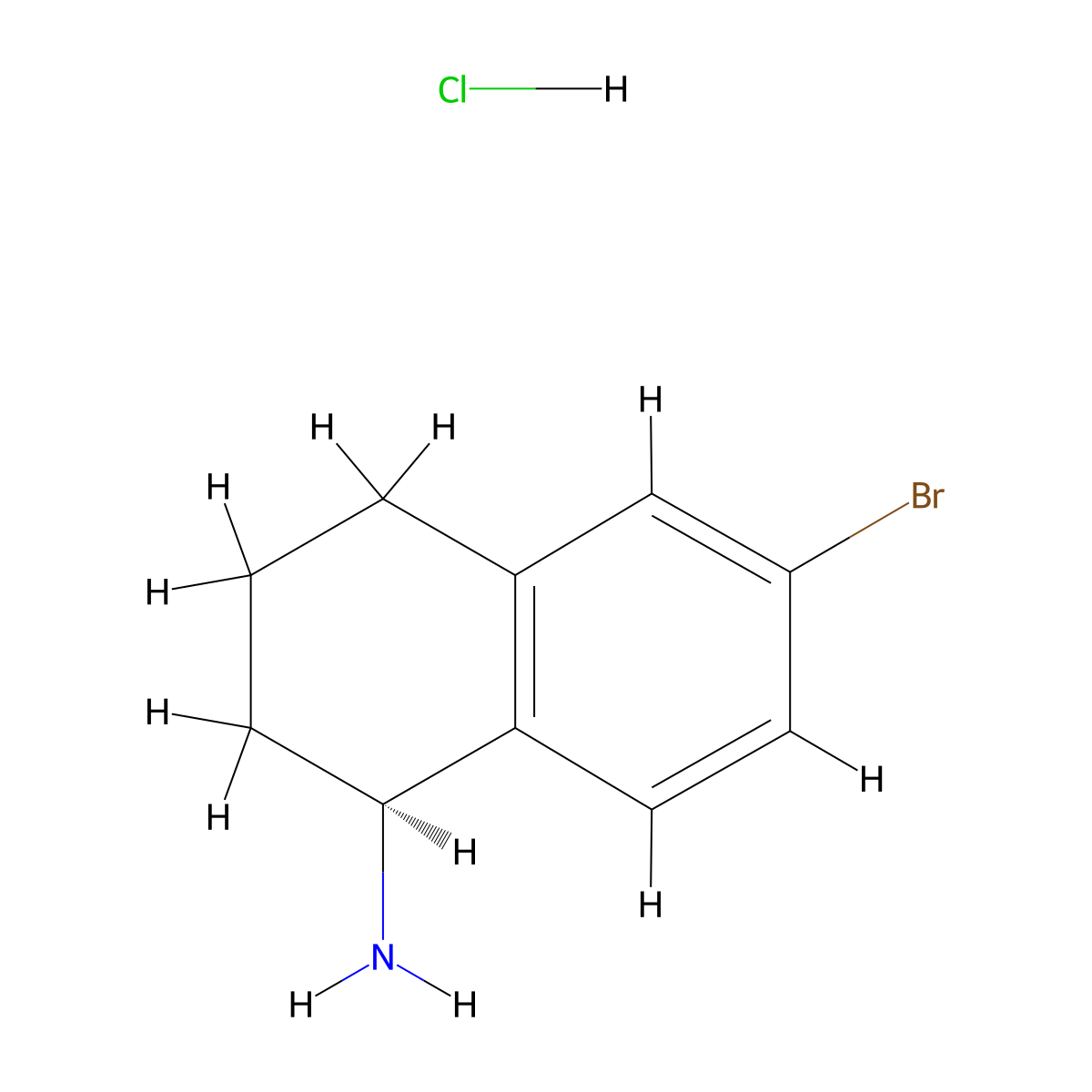 (S)-6-bromo-1,2,3,4-tetrahydronaphthalen-1-amine hydrochloride molecular structure, CAS 2411592-03-3
