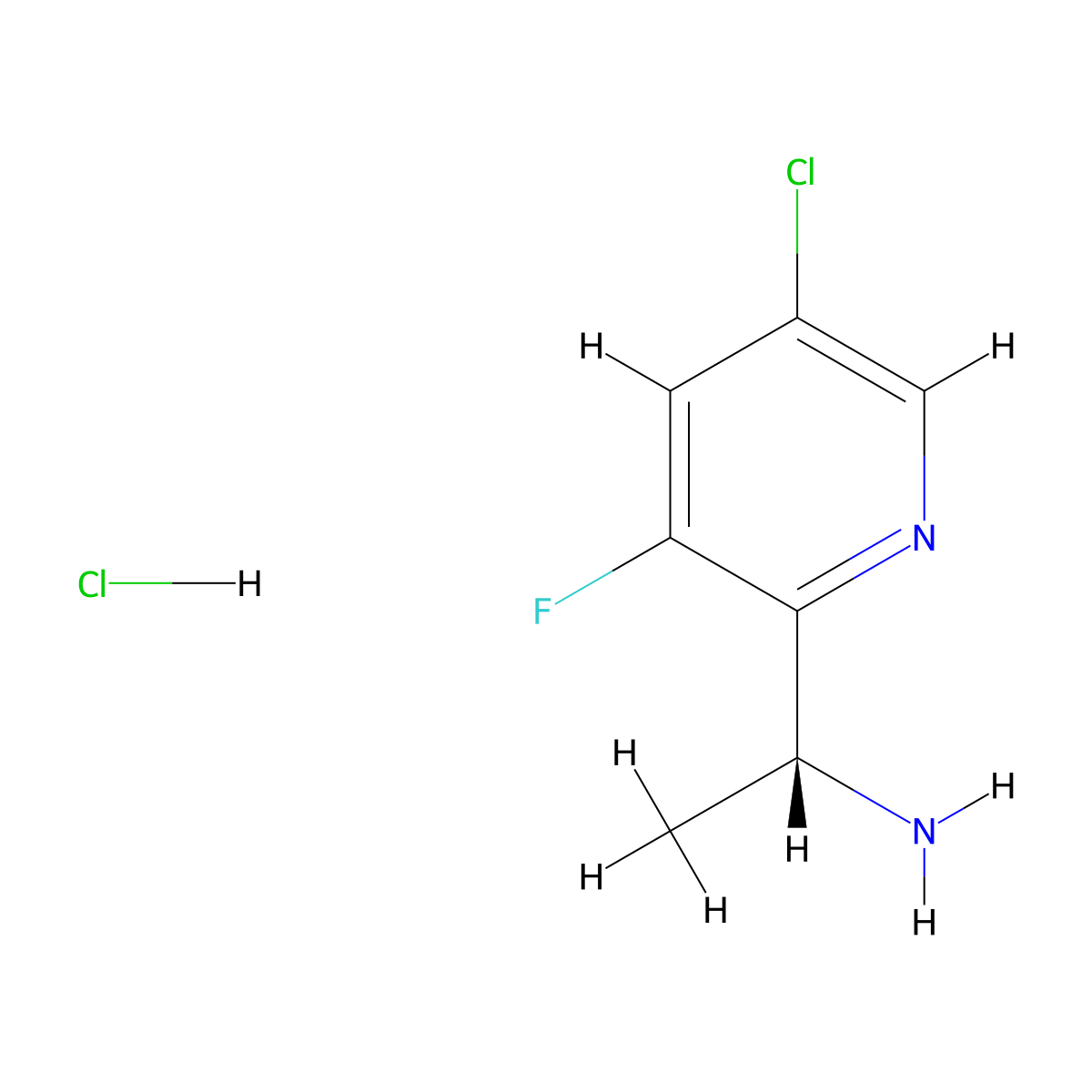 (R)-1-(5-Chloro-3-fluoropyridin-2-YL)ethan-1-amine hcl molecular structure, CAS 2411592-14-6
