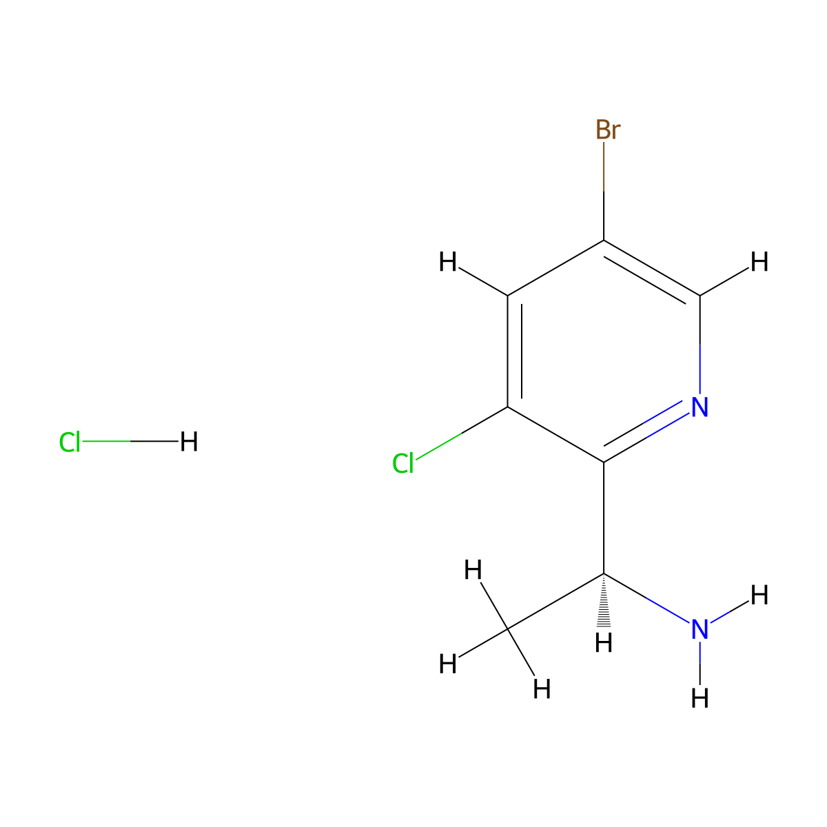 (s)-1-(5-Bromo-3-chloropyridin-2-yl)ethan-1-amine hydrochloride molecular structure, CAS 2411592-16-8