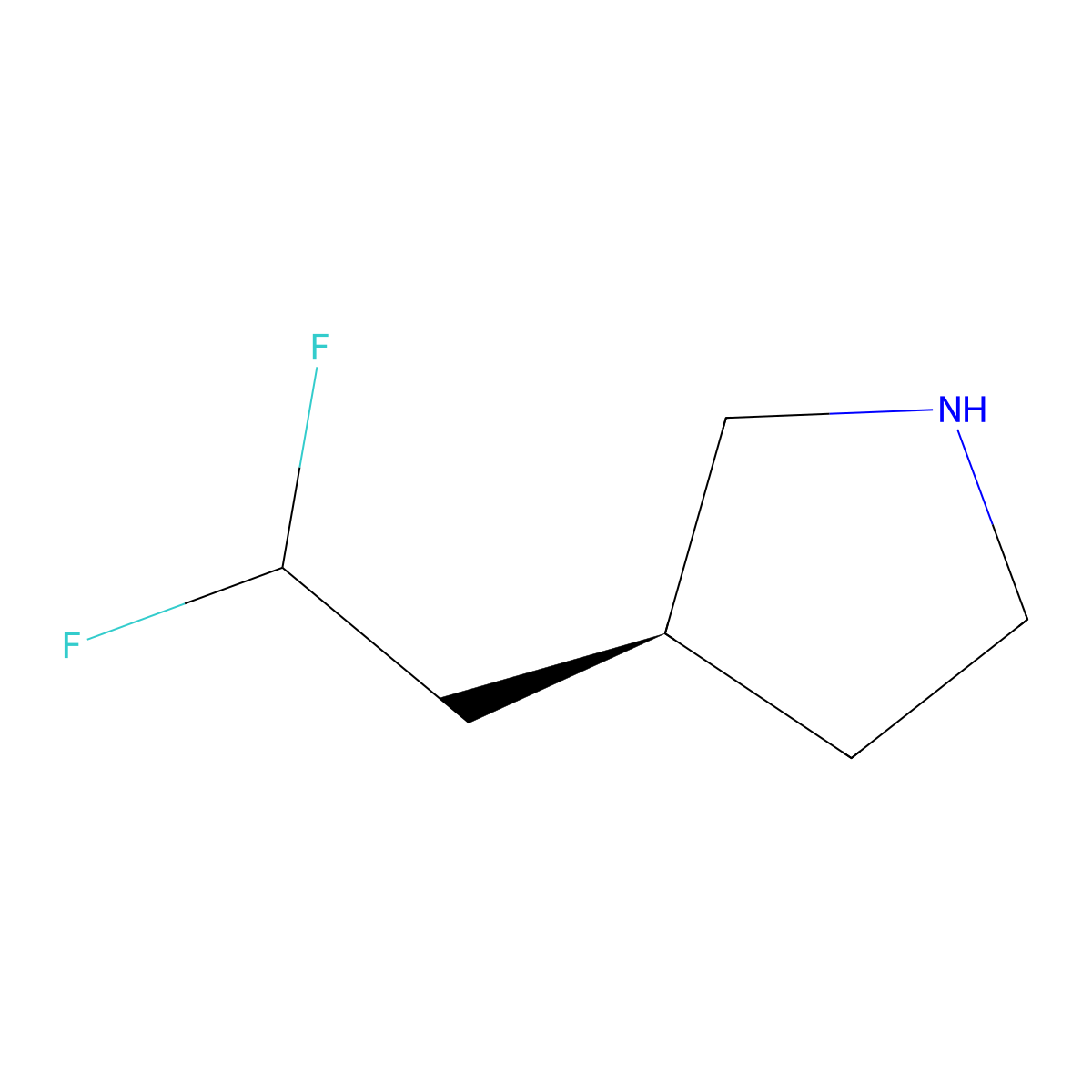 (S)-3-(2,2-Difluoroethyl)pyrrolidine molecular structure, CAS 2411592-35-1