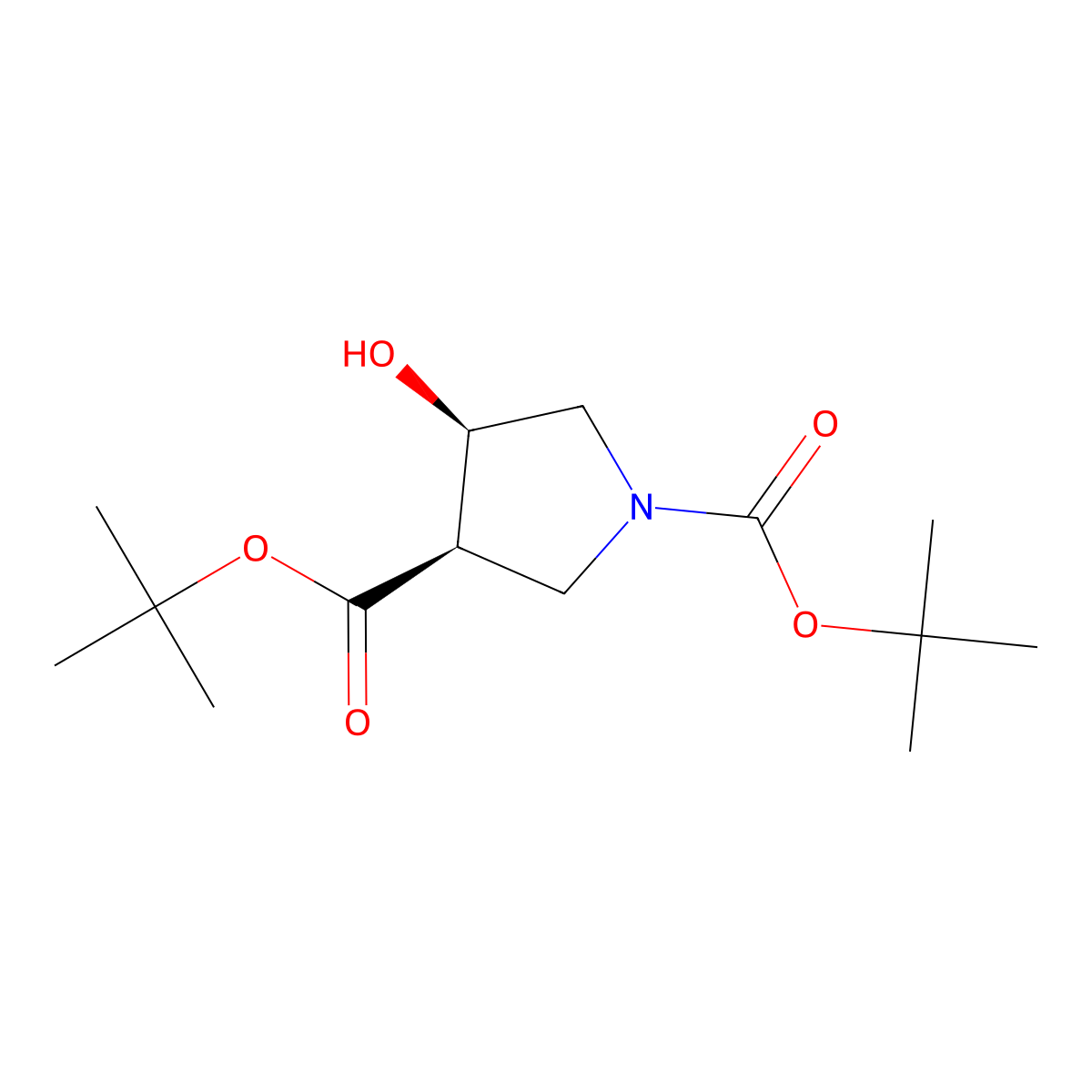 (3R,4R)-tert-Butyl3-((tert-butoxycarbonyl)amino)-4-hydroxypyrrolidine-1-carboxylate molecular structure, CAS 2411592-44-2