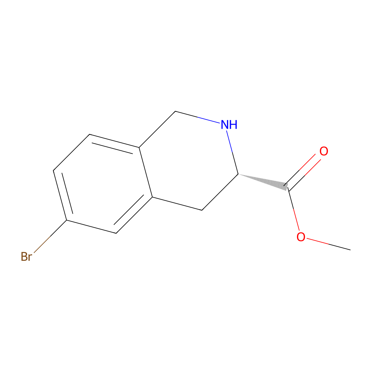 methyl (S)-6-bromo-1,2,3,4-tetrahydroisoquinoline-3-carboxylate molecular structure, CAS 2411597-61-8