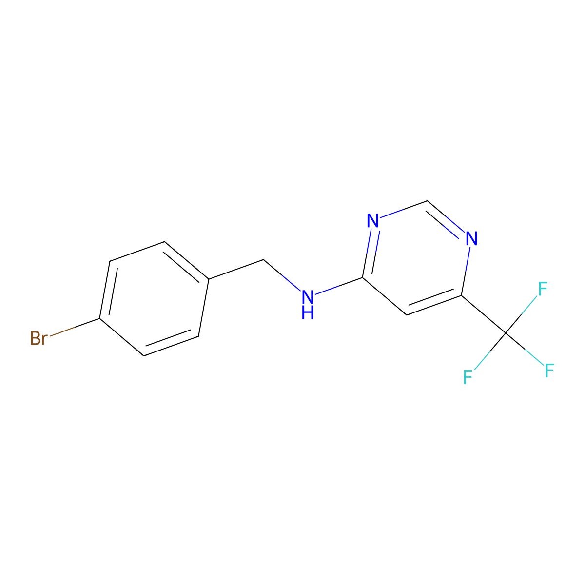N-[(4-bromophenyl)methyl]-6-(trifluoromethyl)pyrimidin-4-amine molecular structure, CAS 241162-18-5