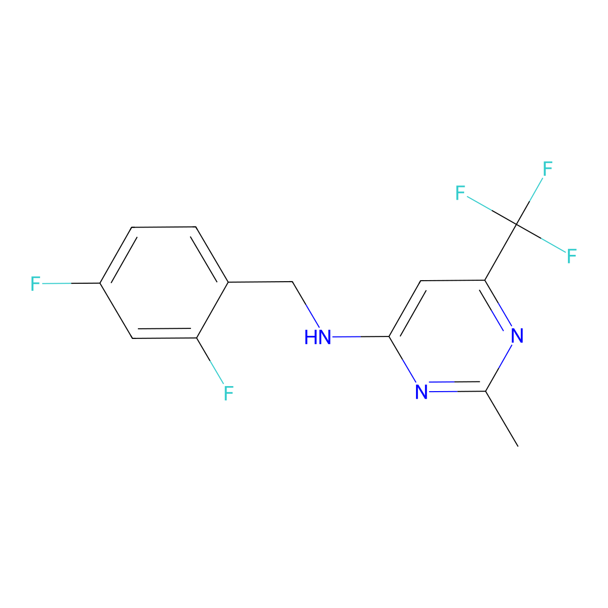 N-[(2,4-difluorophenyl)methyl]-2-methyl-6-(trifluoromethyl)pyrimidin-4-amine molecular structure, CAS 241162-38-9