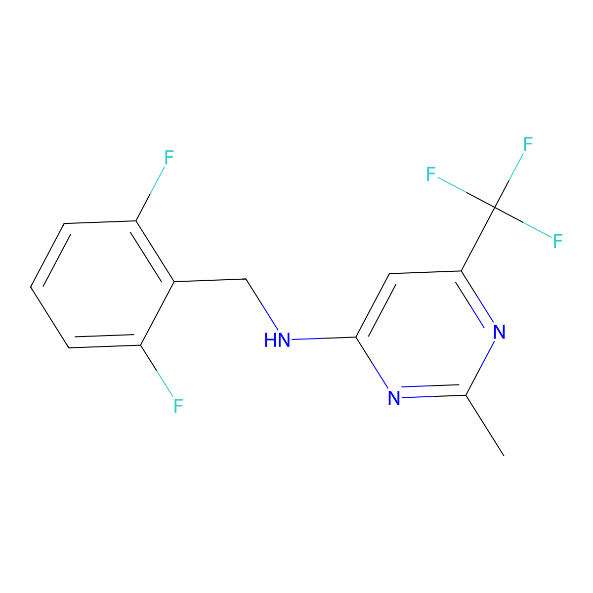 N-[(2,6-difluorophenyl)methyl]-2-methyl-6-(trifluoromethyl)pyrimidin-4-amine molecular structure, CAS 241162-40-3