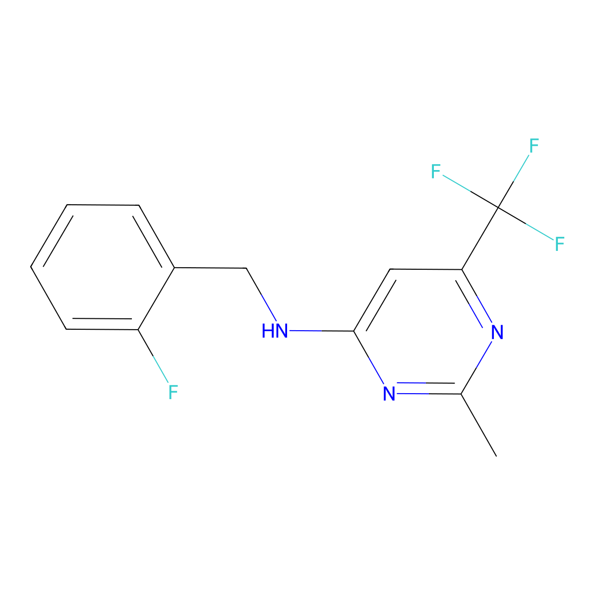 N-[(2-fluorophenyl)methyl]-2-methyl-6-(trifluoromethyl)pyrimidin-4-amine molecular structure, CAS 241162-42-5