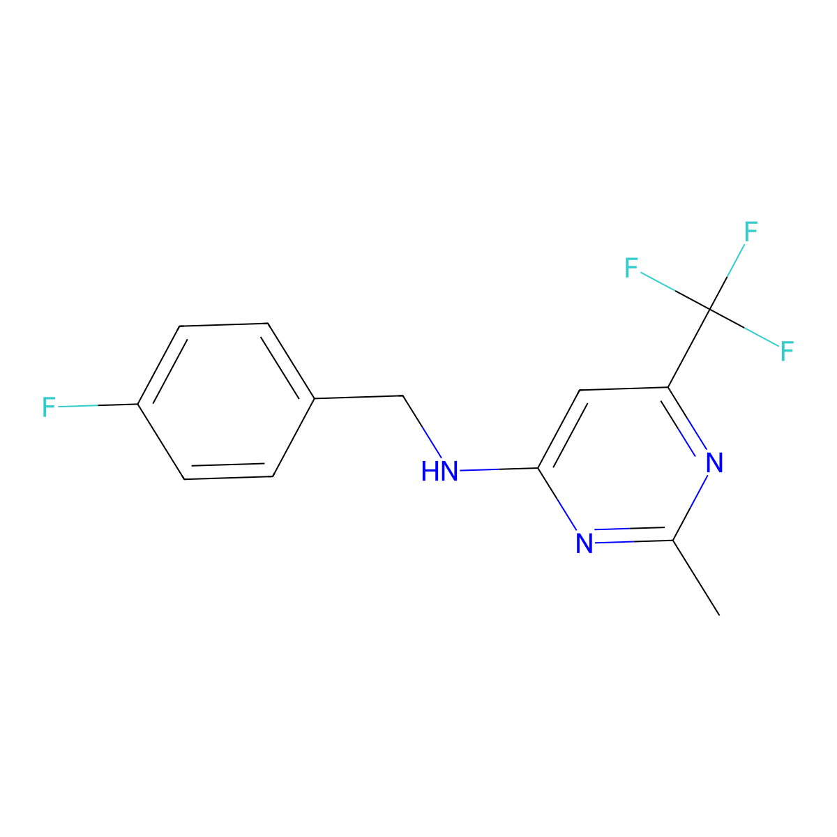 N-[(4-fluorophenyl)methyl]-2-methyl-6-(trifluoromethyl)pyrimidin-4-amine molecular structure, CAS 241162-44-7