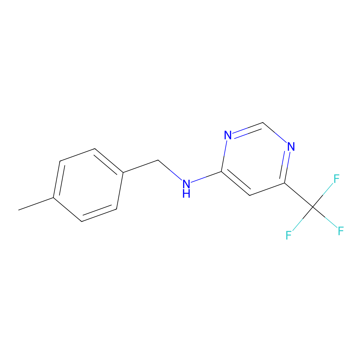 N-[(4-methylphenyl)methyl]-6-(trifluoromethyl)pyrimidin-4-amine molecular structure, CAS 241163-15-5