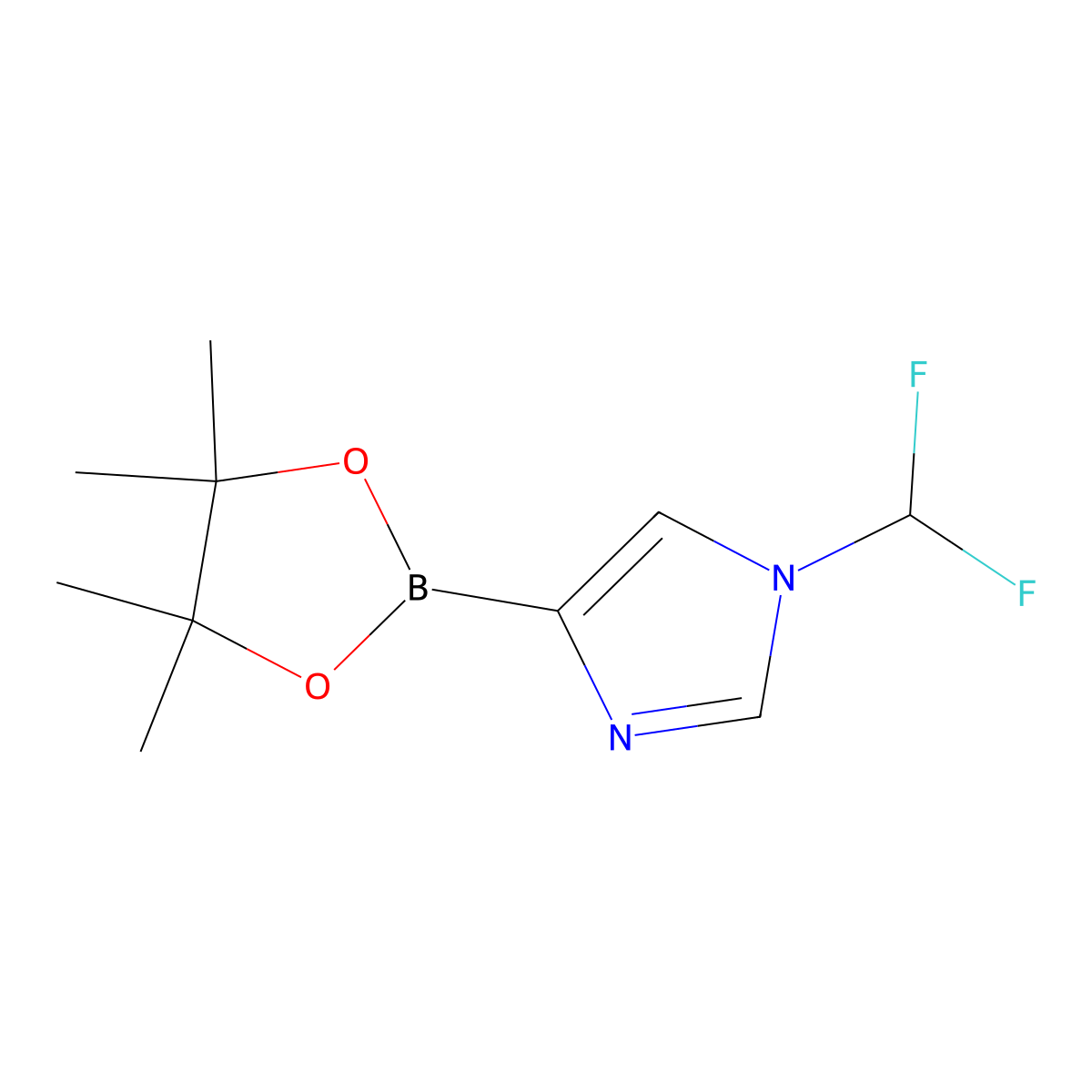 1-(Difluoromethyl)-4-(4,4,5,5-tetramethyl-1,3,2-dioxaborolan-2-yl)-1H-imidazole molecular structure, CAS 2411630-87-8