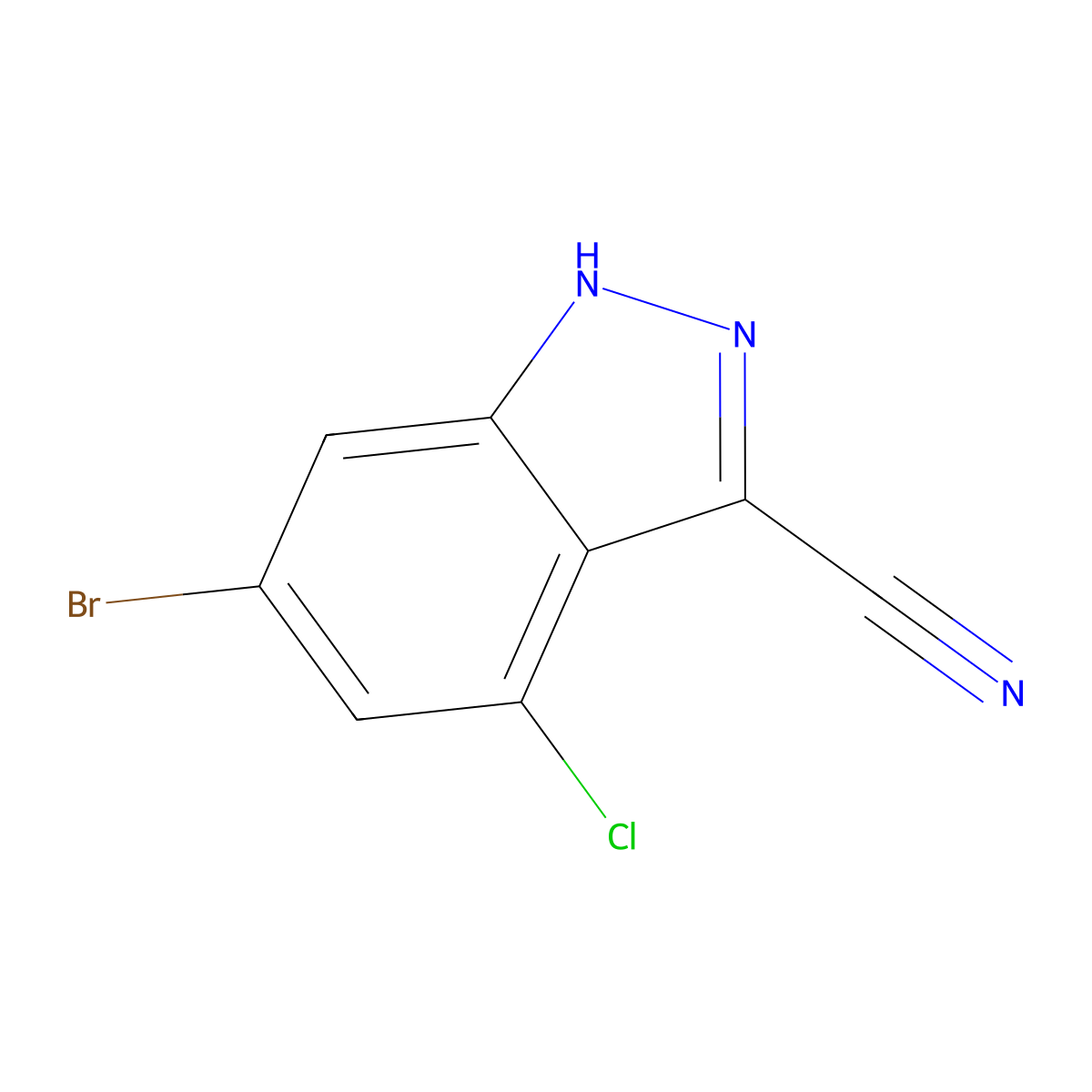 6-Bromo-4-chloro-1H-indazole-3-carbonitrile molecular structure, CAS 2411634-78-9