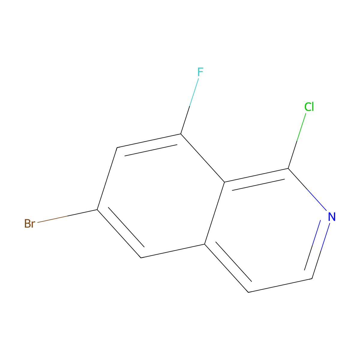 6-Bromo-1-chloro-8-fluoroisoquinoline molecular structure, CAS 2411635-02-2