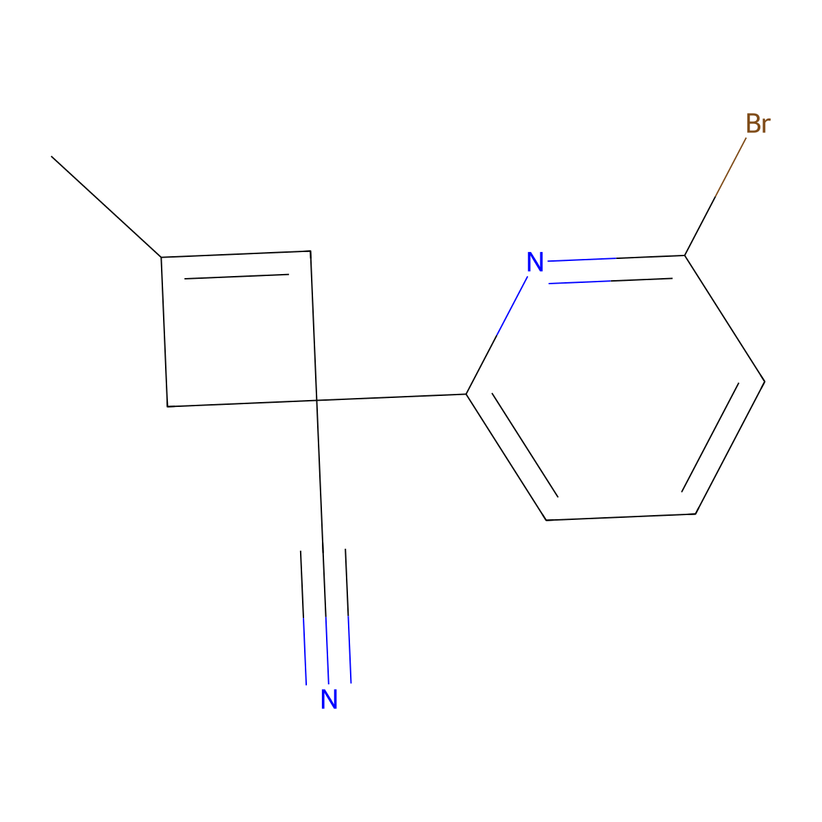 1-(6-Bromopyridin-2-yl)-3-methylcyclobut-2-ene-1-carbonitrile molecular structure, CAS 2411635-03-3