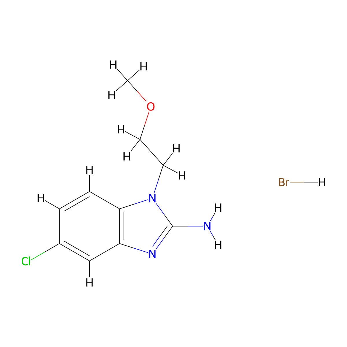 5-chloro-1-(2-methoxyethyl)-1H-benzo[d]imidazol-2-amine hydrobromide molecular structure, CAS 2411635-18-0