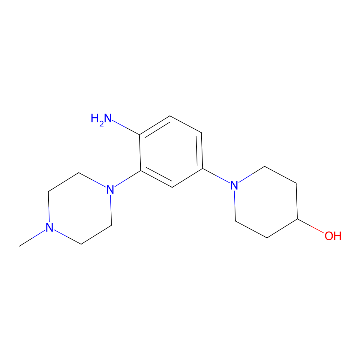 1-(4-Amino-3-(4-methylpiperazin-1-yl)phenyl)piperidin-4-ol molecular structure, CAS 2411635-20-4