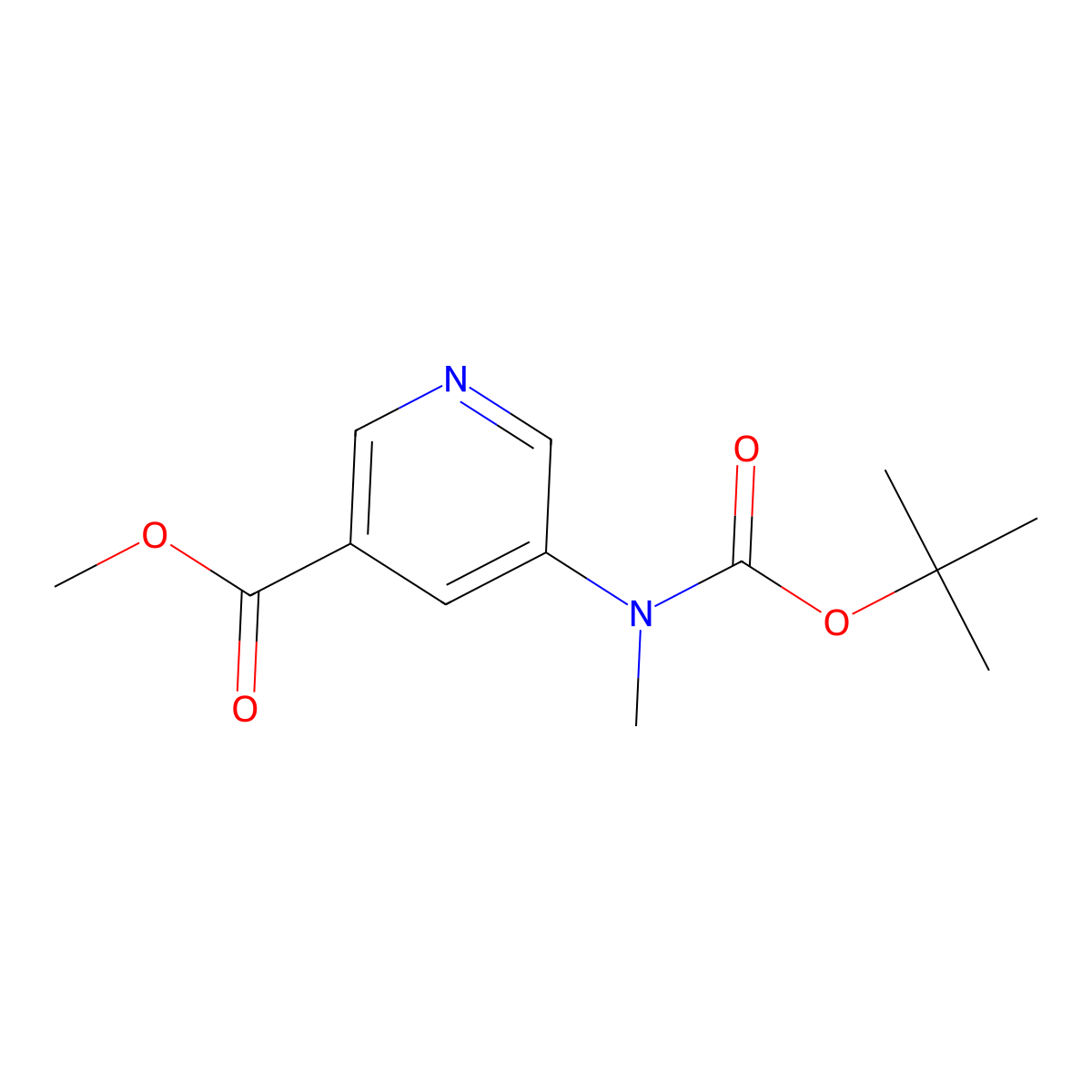 Methyl 5-((tert-butoxycarbonyl)(methyl)amino)nicotinate molecular structure, CAS 2411635-55-5