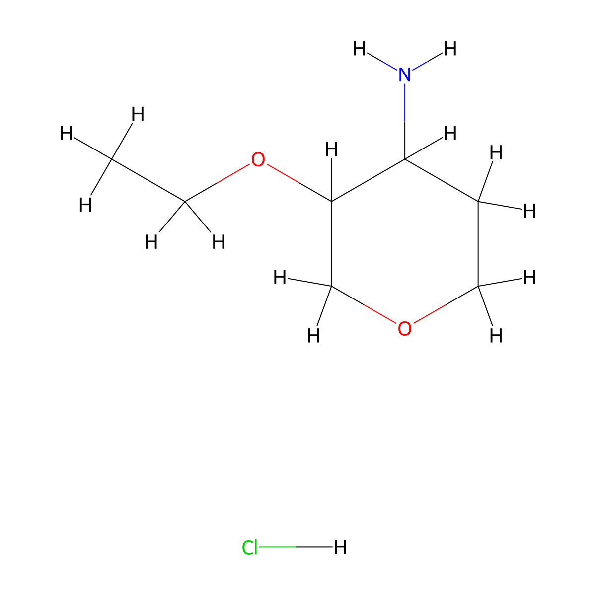 3-Ethoxytetrahydropyran-4-amine;hydrochloride molecular structure, CAS 2411635-65-7