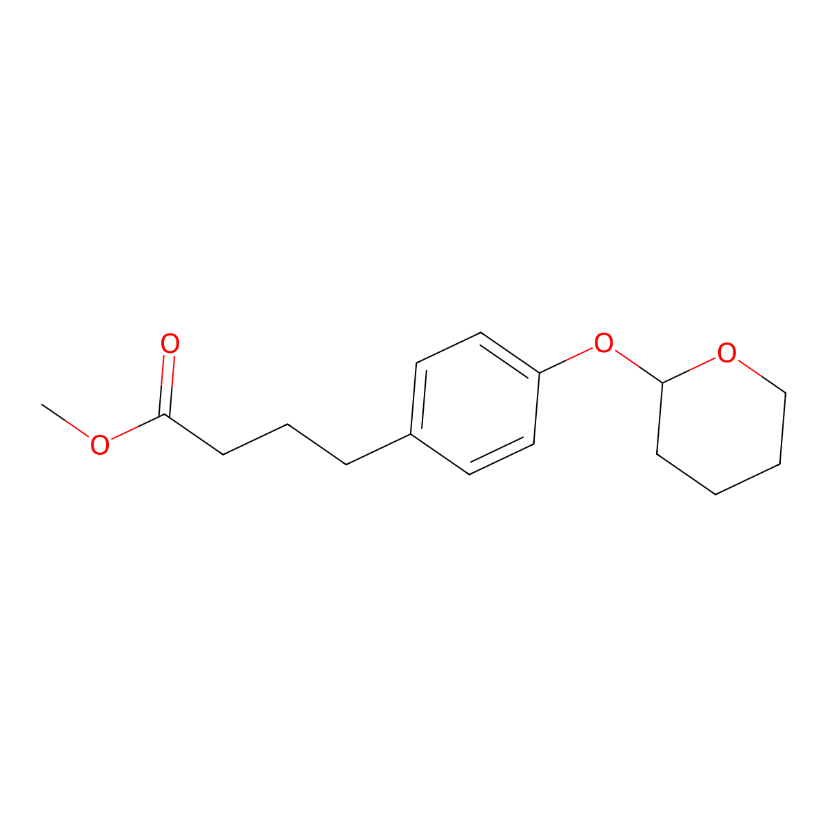 methyl 4-(4-((tetrahydro-2H-pyran-2-yl)oxy)phenyl)butanoate molecular structure, CAS 2411635-68-0