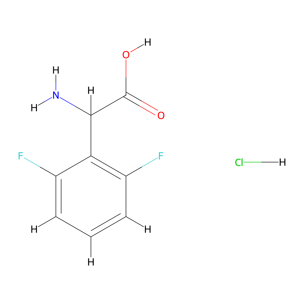 2-Amino-2-(2,6-difluorophenyl)acetic acid hydrochloride molecular structure, CAS 2411635-69-1