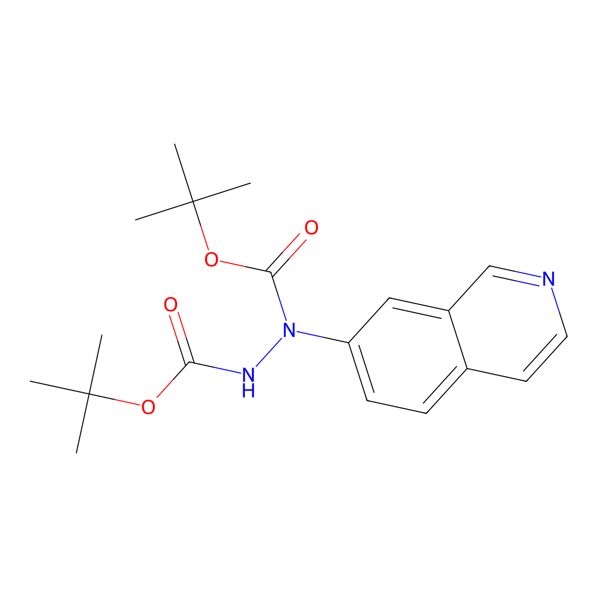 Di-tert-butyl 1-(isoquinolin-7-yl)hydrazine-1,2-dicarboxylate molecular structure, CAS 2411635-94-2