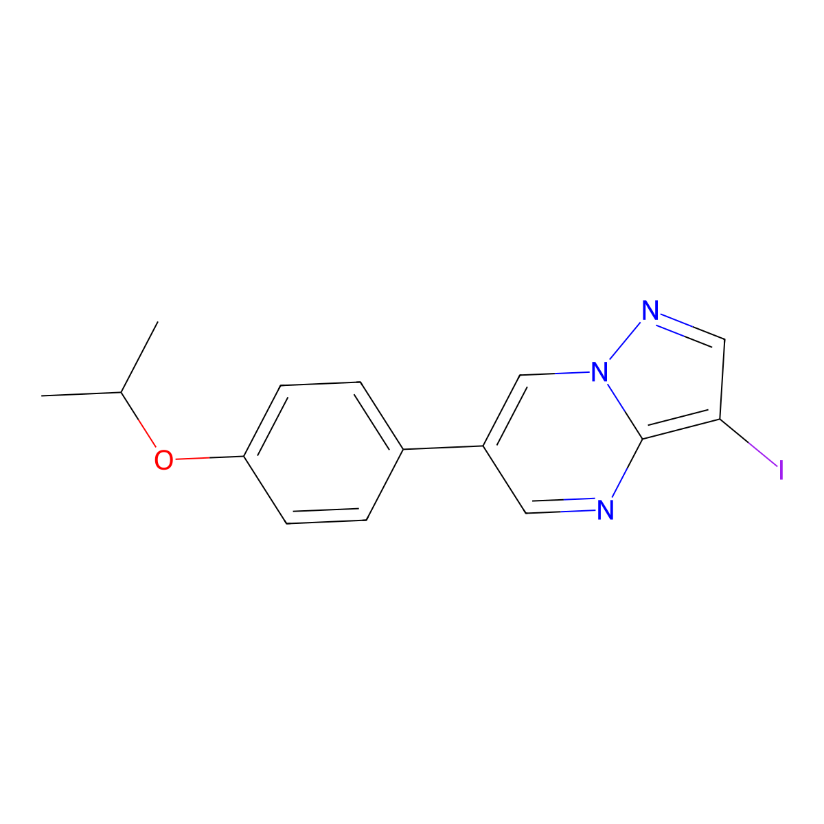 3-Iodo-6-(4-isopropoxyphenyl)pyrazolo[1,5-a]pyrimidine molecular structure, CAS 2411636-14-9