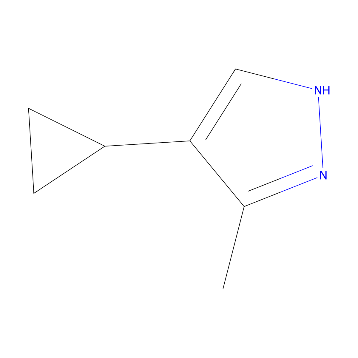 4-cyclopropyl-3-methyl-1H-pyrazole molecular structure, CAS 2411636-32-1