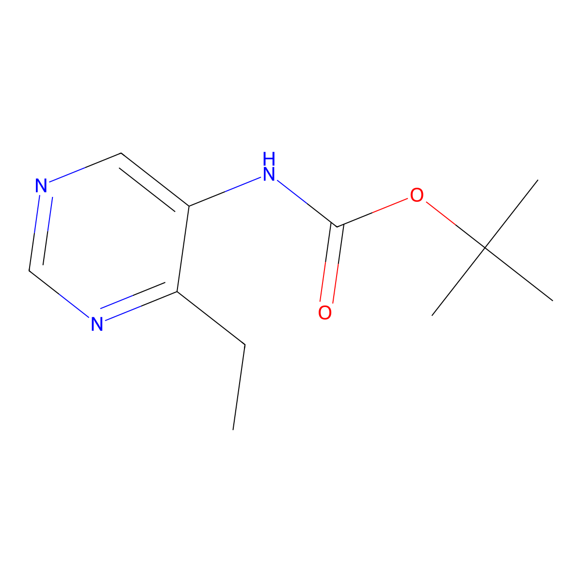 Tert-butyl (4-ethylpyrimidin-5-yl)carbamate molecular structure, CAS 2411636-99-0