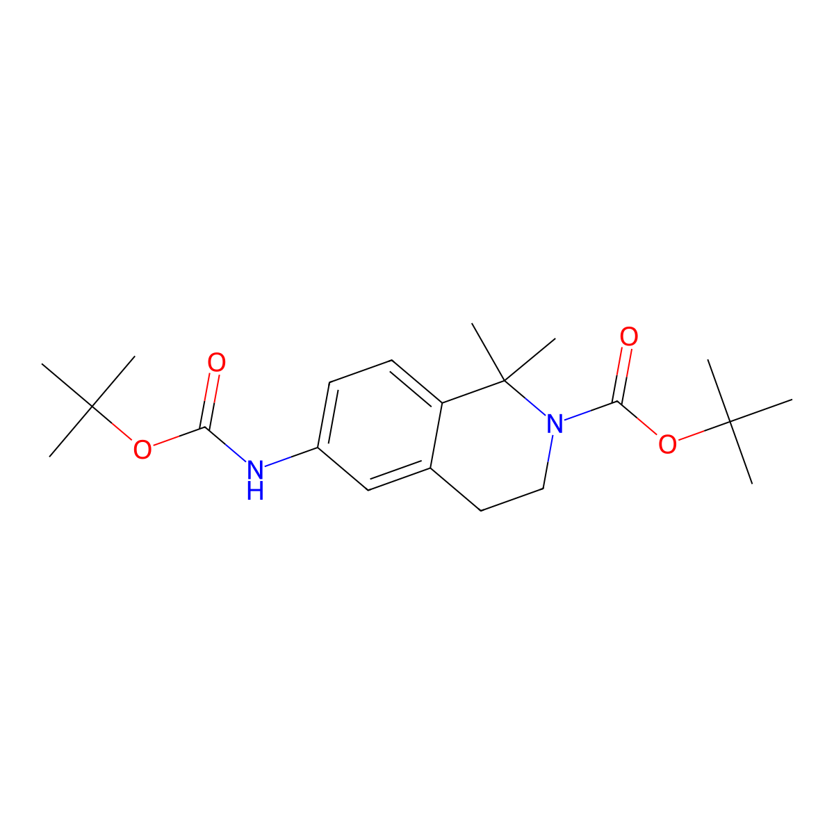 tert-butyl 6-((tert-butoxycarbonyl)amino)-1,1-dimethyl-3,4-dihydroisoquinoline-2(1H)-carboxylate molecular structure, CAS 2411637-27-7