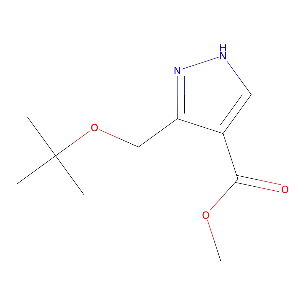 Methyl 3-(tert-butoxymethyl)-1H-pyrazole-4-carboxylate molecular structure, CAS 2411637-71-1