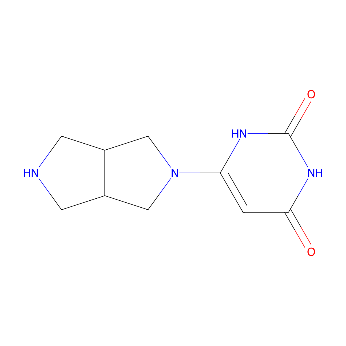 6-(Hexahydropyrrolo[3,4-c]pyrrol-2(1H)-yl)pyrimidine-2,4(1H,3H)-dione molecular structure, CAS 2411638-30-5