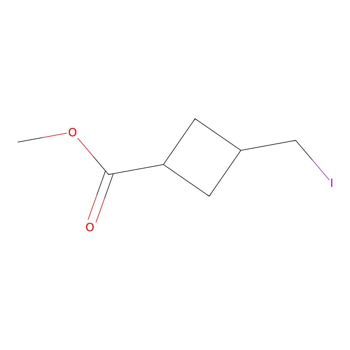 Methyl 3-(iodomethyl)cyclobutanecarboxylate molecular structure, CAS 2411638-83-8
