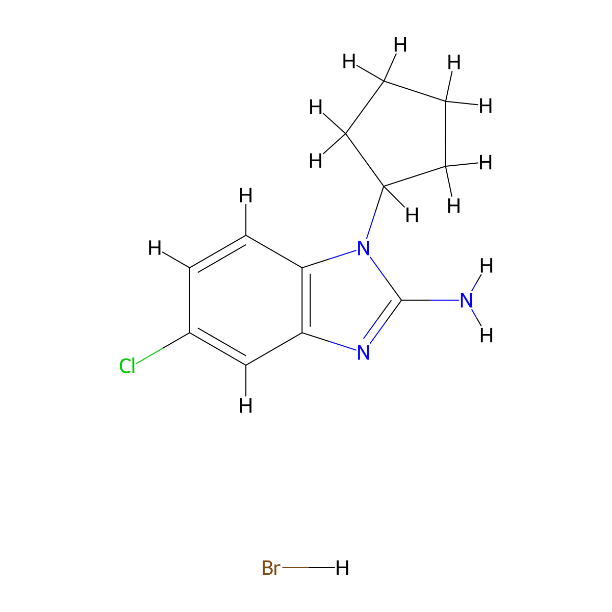 5-chloro-1-cyclopentyl-1H-benzo[d]imidazol-2-amine hydrobromide molecular structure, CAS 2411639-18-2