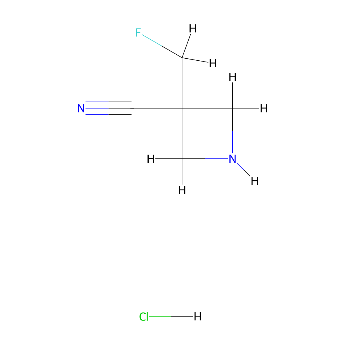 3-(Fluoromethyl)azetidine-3-carbonitrile;hydrochloride molecular structure, CAS 2411639-67-1