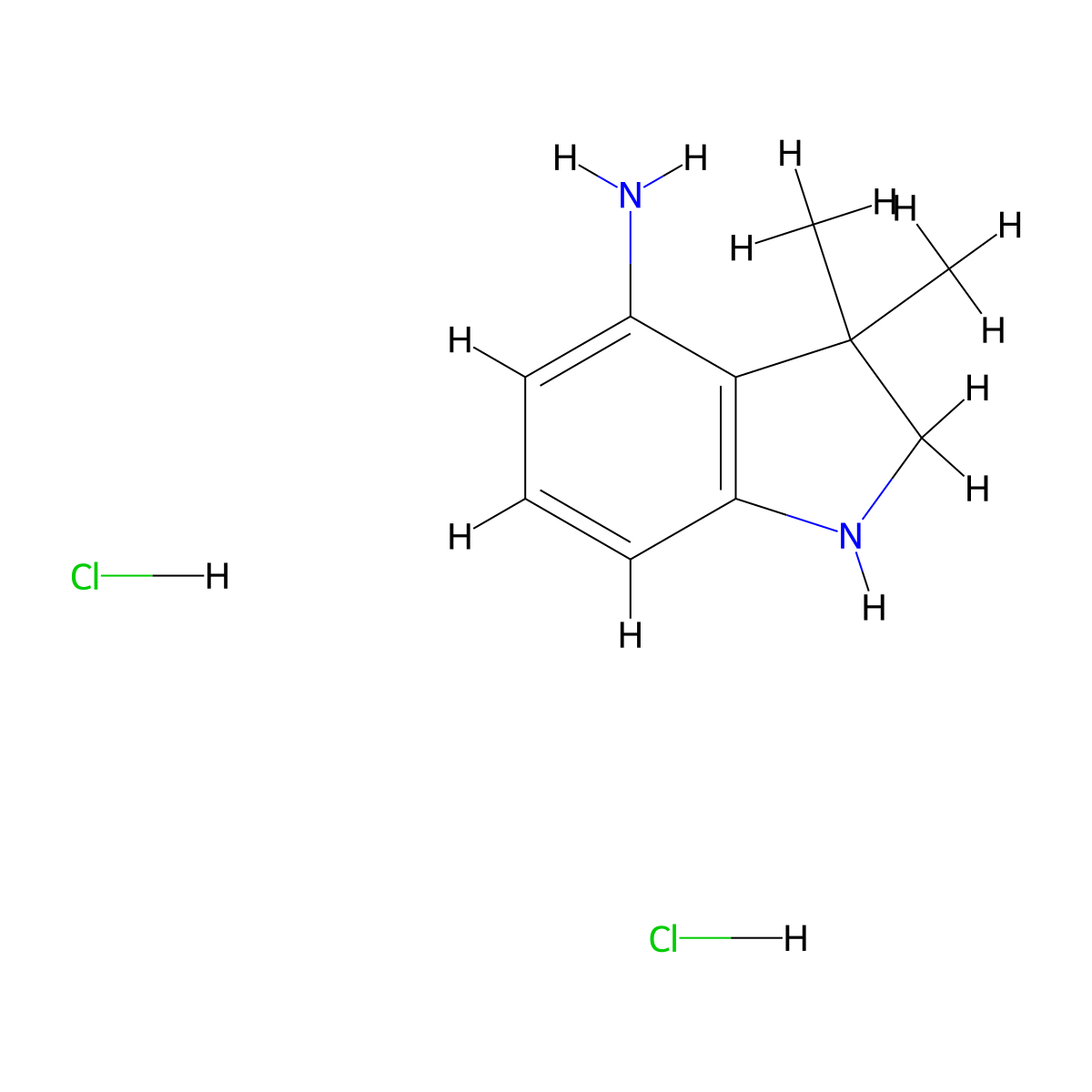 3,3-Dimethylindolin-4-amine dihydrochloride molecular structure, CAS 2411639-80-8