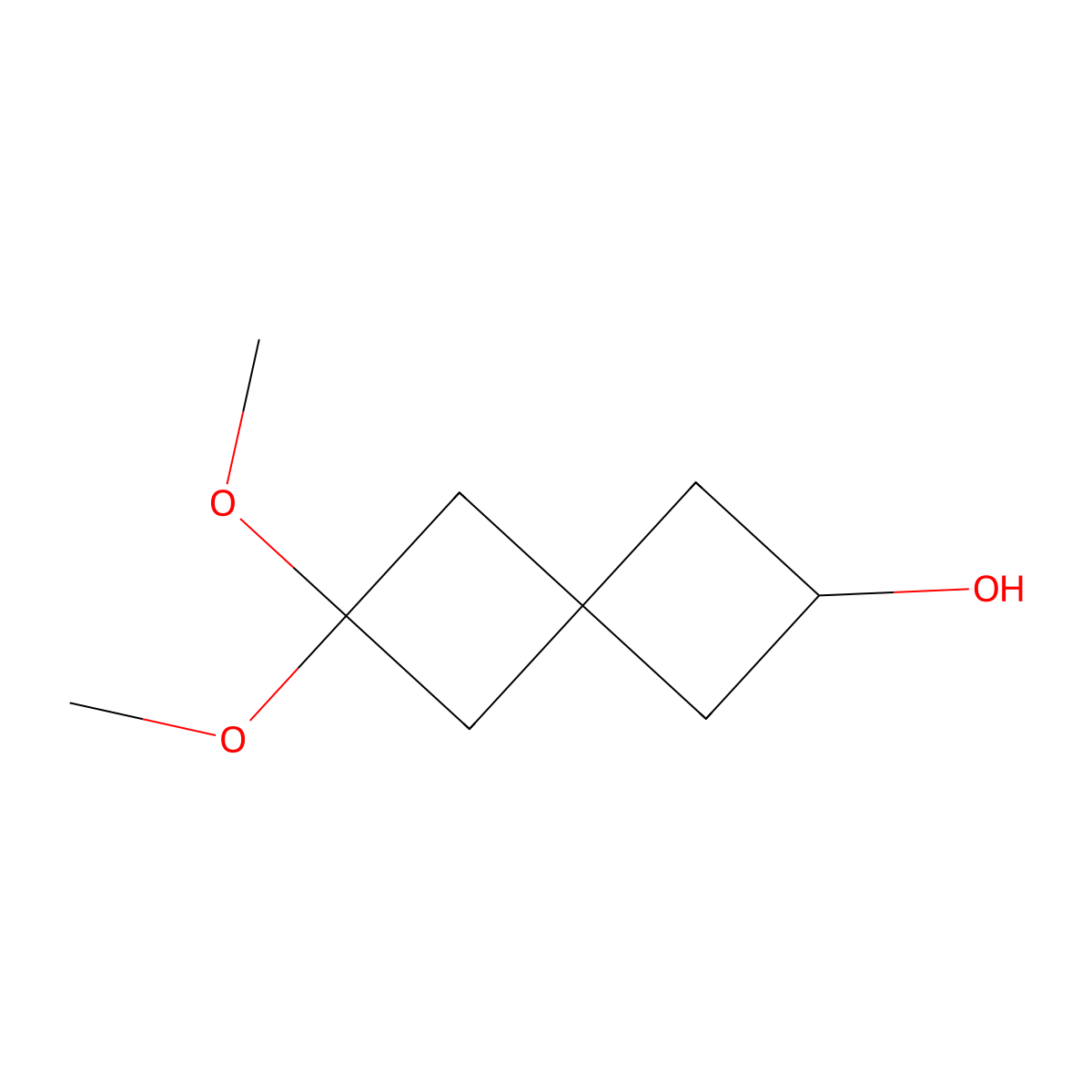 2,2-Dimethoxyspiro[3.3]heptan-6-ol molecular structure, CAS 2411640-05-4